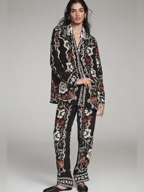 NWT Farm Rio Floral Rocco Long-Sleeve Button Down Shirt